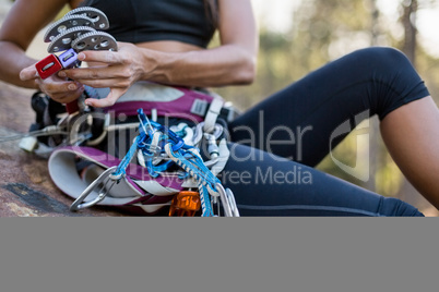 Close up climbing equipment