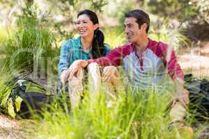 Couple taking a break during a hike