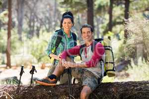 Couple hiker taking a break