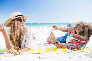 Portrait of couple posing at the beach