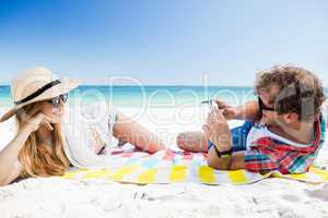 Portrait of couple posing at the beach