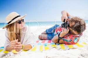 Portrait of couple posing at the beach