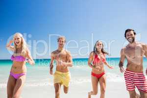 Portrait of friends posing at the beach