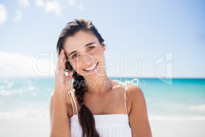 Portrait of smiling woman on the beach