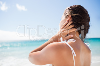 Portrait of smiling woman on the beach