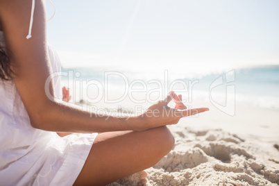 Rear view of woman performing yoga