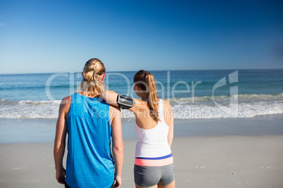 Friends looking at the sea