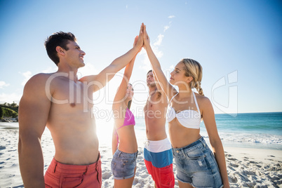 Friends giving high-five