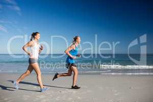 Friends jogging at the beach