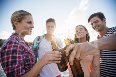 Friends cheering with beer