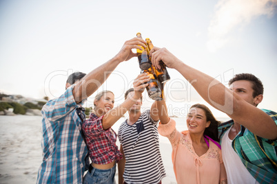 Friends cheering with beer