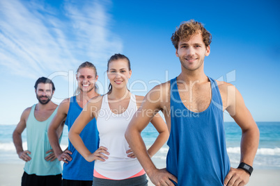 Friends standing in a row