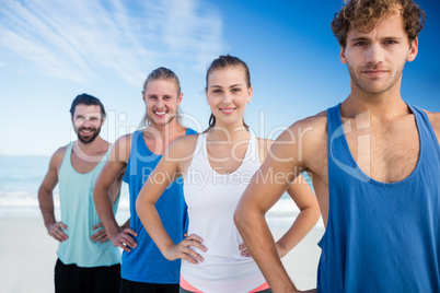 Friends standing in a row