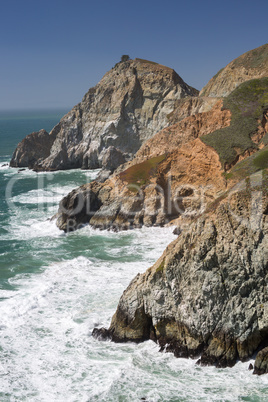 Devil's Slide sheer cliffs, coastal promontory, San Mateo County, California