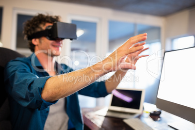 Businessman wearing virtual glasses