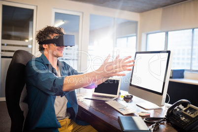 Businessman wearing virtual glasses