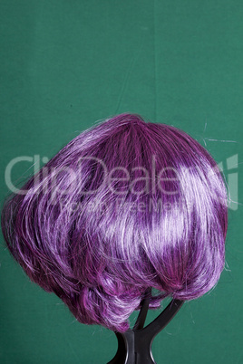 Artificial wig with blue hair