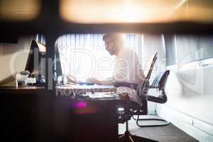 Businessman working with a computer