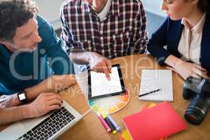 Photographer having a meeting