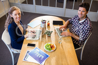 Colleagues using a tablet