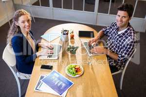 Colleagues using a tablet