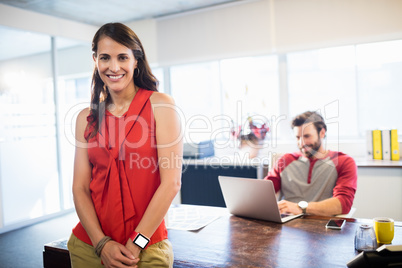 Smiling colleagues working