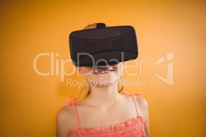 Girl using the virtual reality device