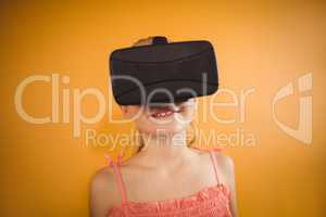 Girl using the virtual reality device