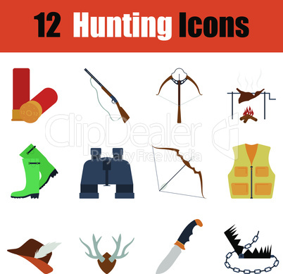 Flat design hunting icon set