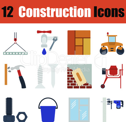 Flat design construction icon set