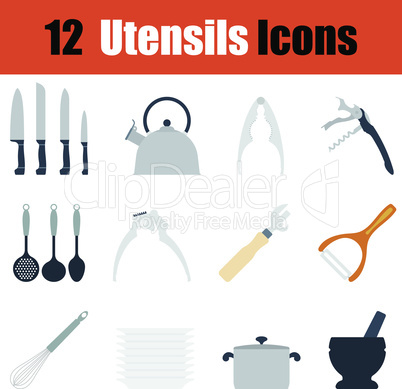 Flat design utensils icon set