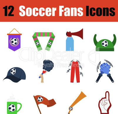 Flat design football fans icon set