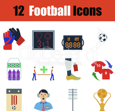 Flat design football icon set