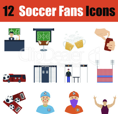 Flat design football fans icon set