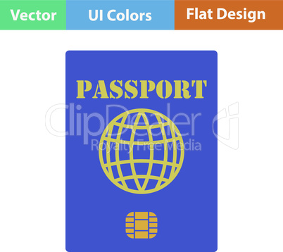 Flat design icon of passport with chip