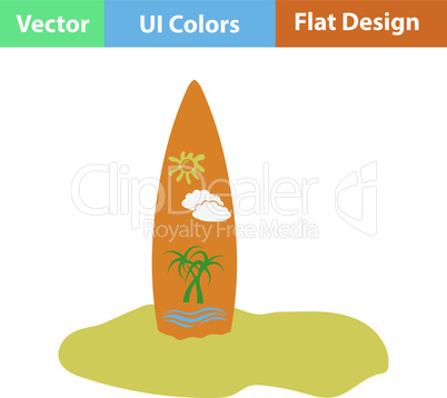 Flat design icon of surfboard