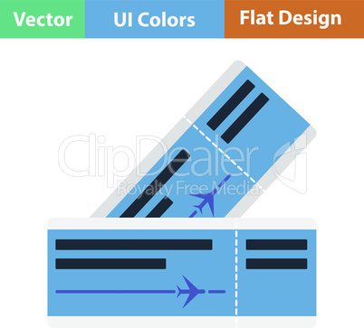 Flat design icon of airplane tickets