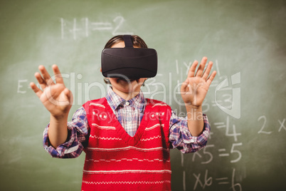 Boy using a virtual reality device