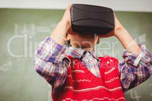 Boy using a virtual reality device