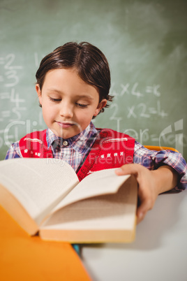 A little boy reading a book