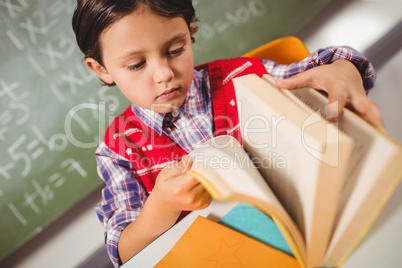 A little boy reading a book