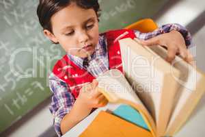 A little boy reading a book
