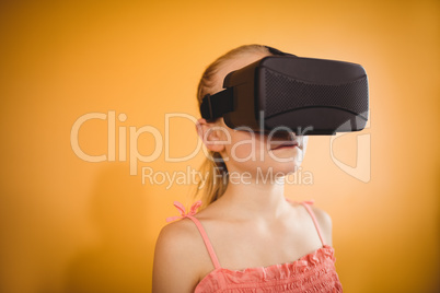 Girl using a virtual reality device