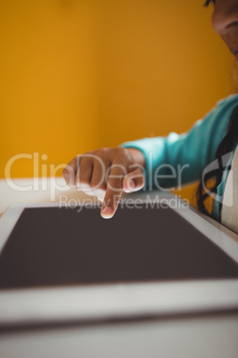 Close up of girl using a tablet