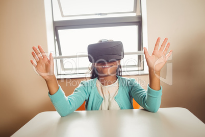 Girl using a virtual reality device