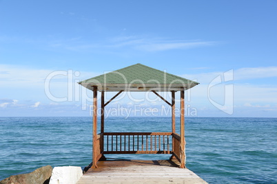 Pavillon am Strand von Malia. Kreta