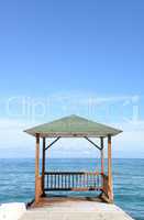 Pavillon am Strand von Malia. Kreta