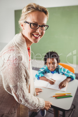 Teacher and pupil in the classroom