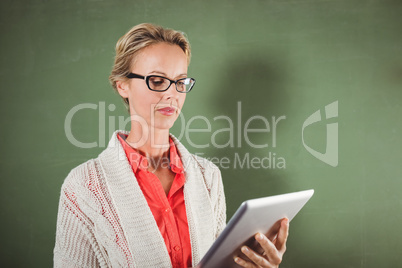 Teacher using a tablet