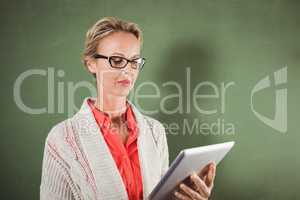 Teacher using a tablet